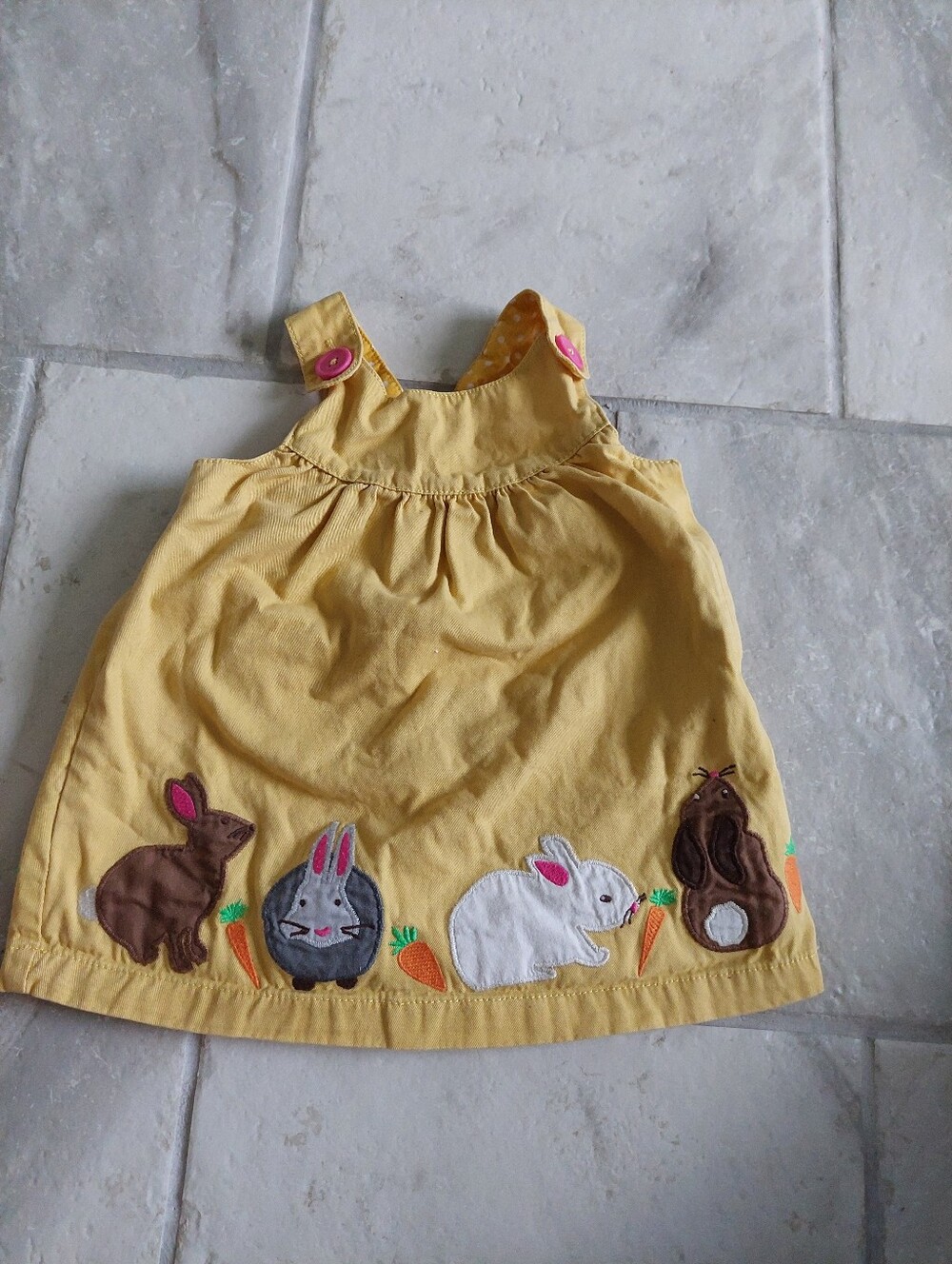 Baby Boden Applique Bunny Rabbit Jumper Pinafore Pinnie Dress Size 3-6 M Easter